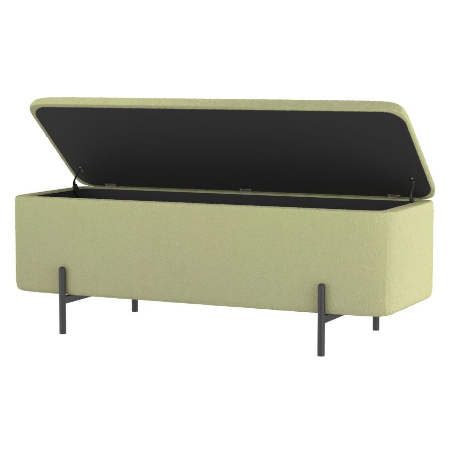 Banc ottoman de rangement Erzo en sauge et noir