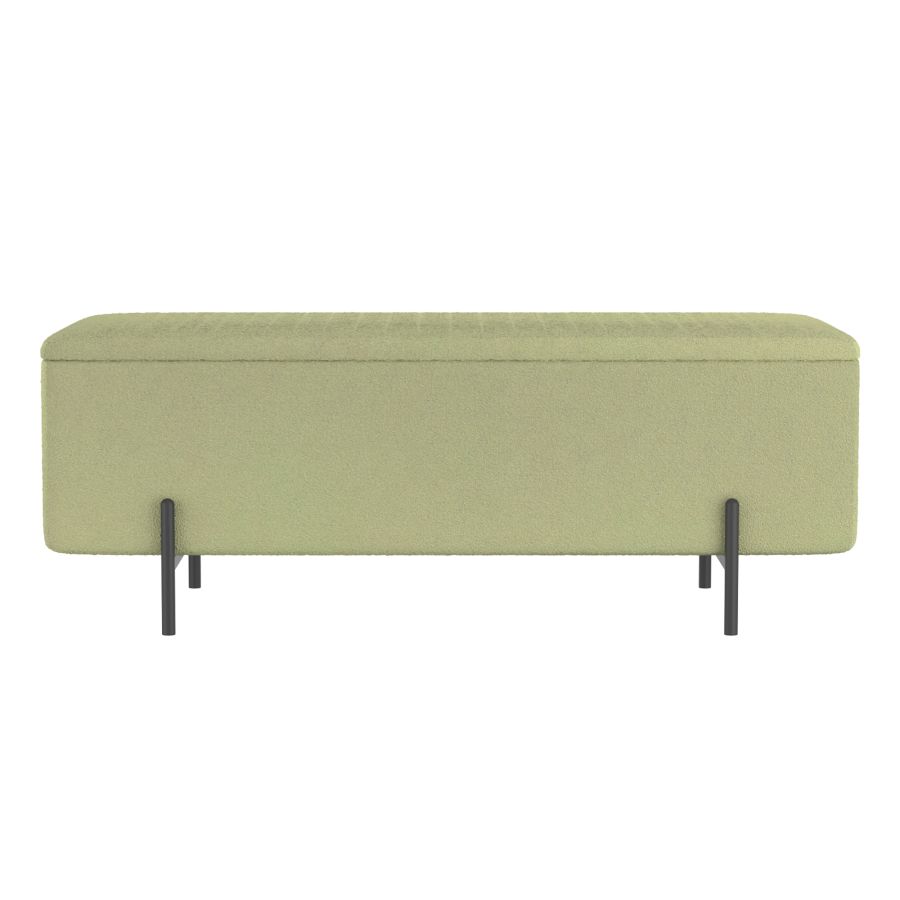 Banc ottoman de rangement Erzo en sauge et noir