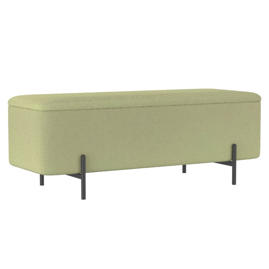 Banc ottoman de rangement Erzo en sauge et noir