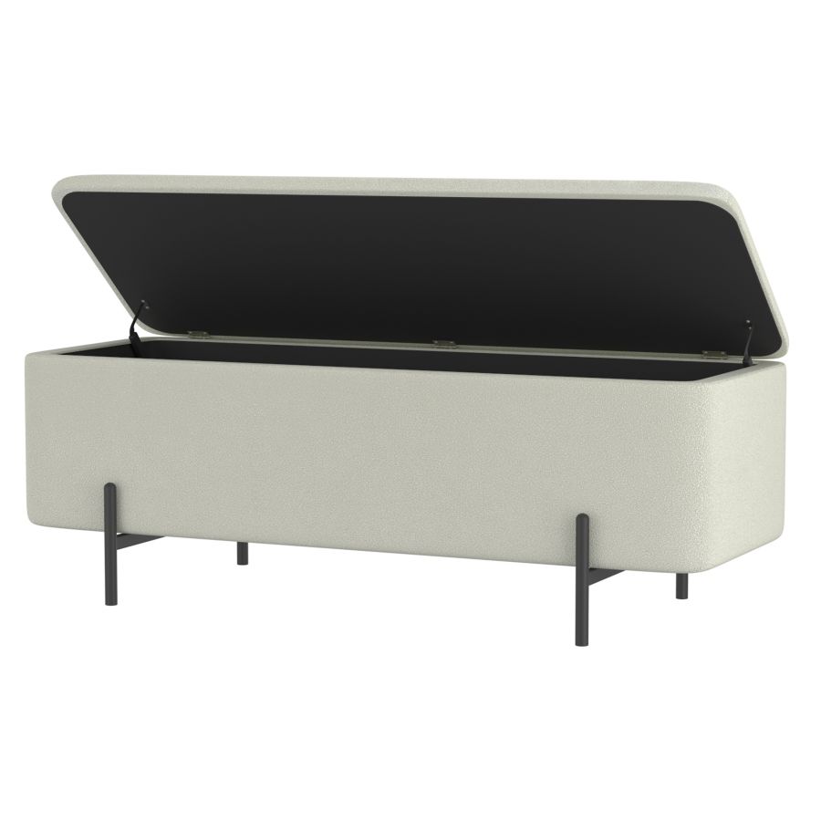 Banc ottoman de rangement Erzo en blanc et noir