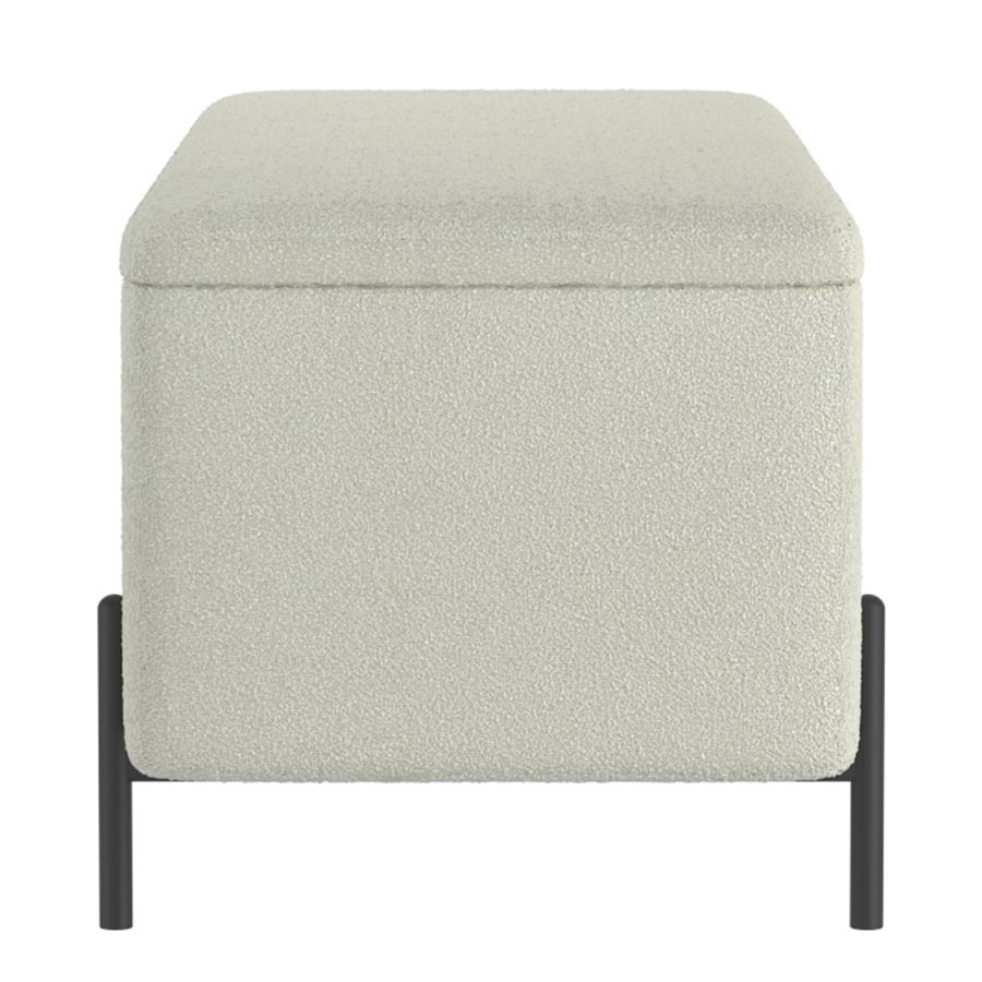 Banc ottoman de rangement Erzo en blanc et noir