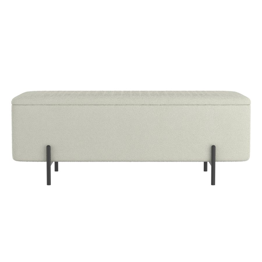 Banc ottoman de rangement Erzo en blanc et noir