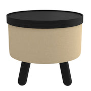 Pouf de rangement rond Betsy avec plateau en beige et noir ( Meuble Mtl ) 