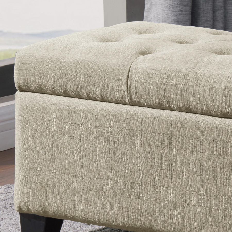 Banc ottoman de rangement rectangulaire Harper en beige ( Meuble Mtl ) 