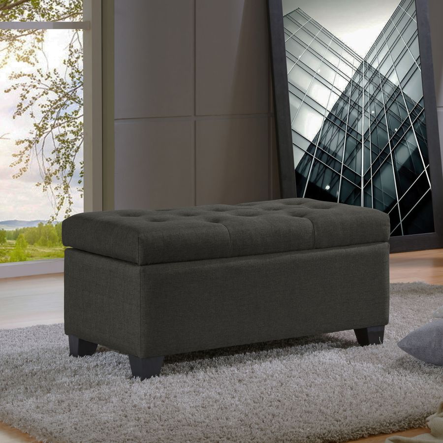 Harper Banc ottoman de rangement rectangulaire en charbon de bois ( Meuble Mtl ) 