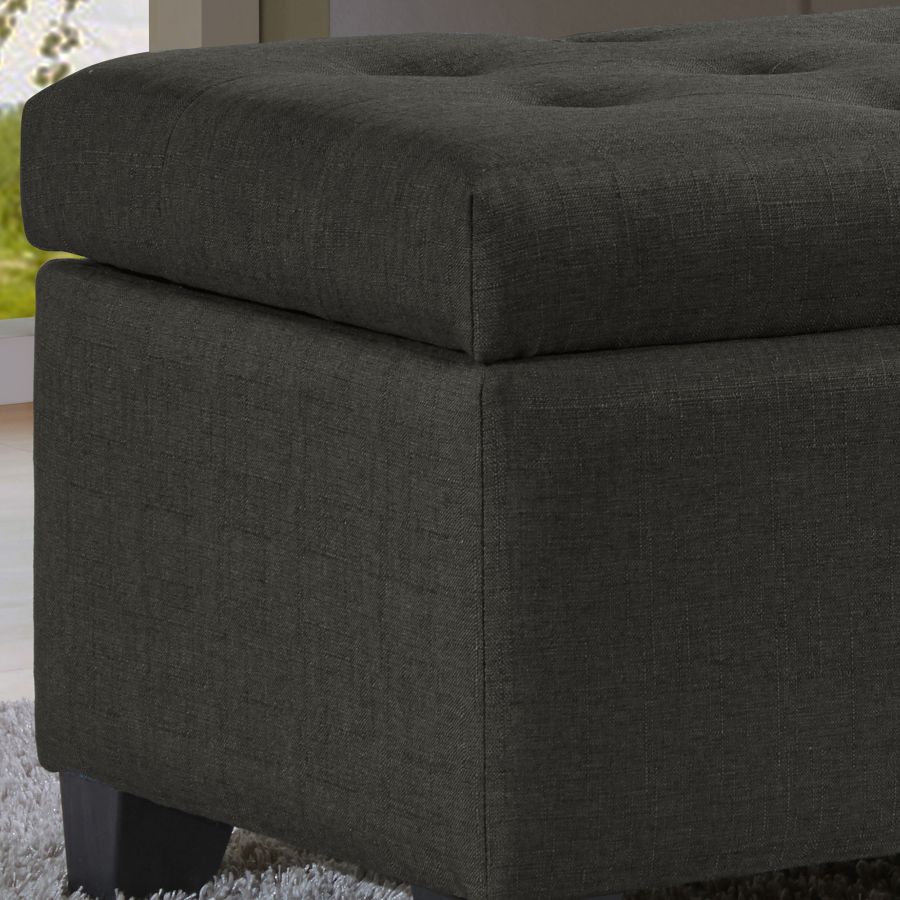 Harper Banc ottoman de rangement rectangulaire en charbon de bois ( Meuble Mtl ) 