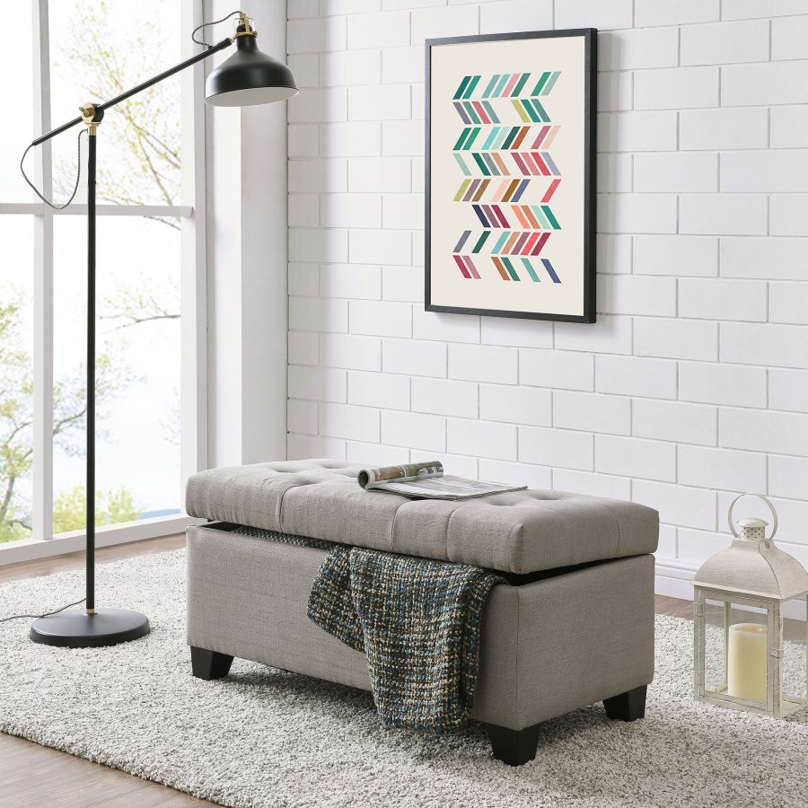 Banc ottoman de rangement rectangulaire Harper en gris clair ( Meuble Mtl ) 