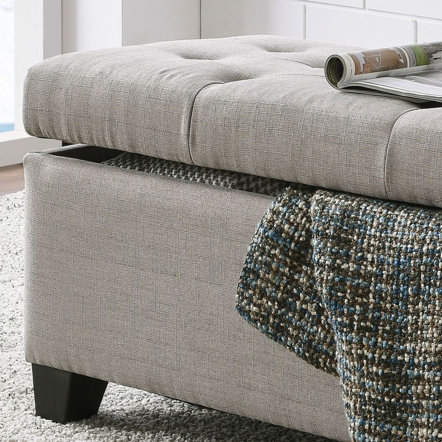 Banc ottoman de rangement rectangulaire Harper en gris clair ( Meuble Mtl ) 