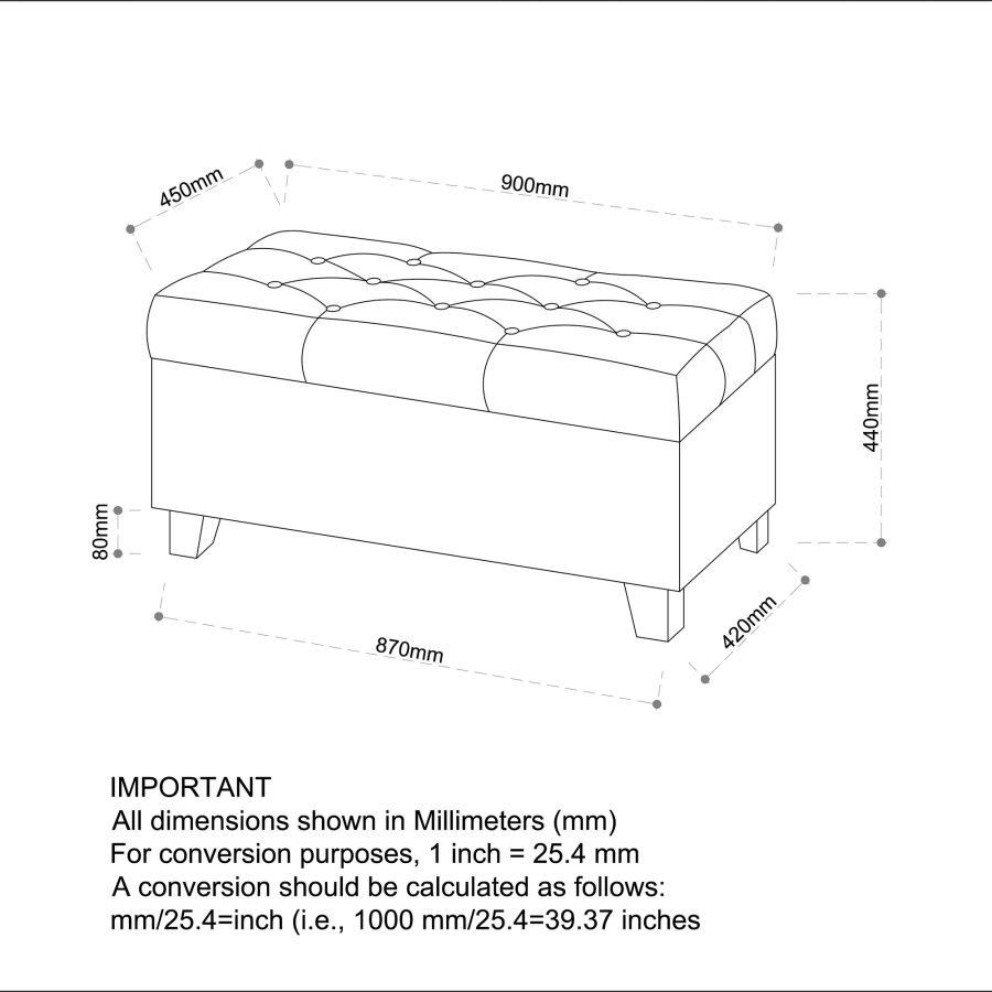 Banc ottoman de rangement rectangulaire Harper en gris clair ( Meuble Mtl ) 