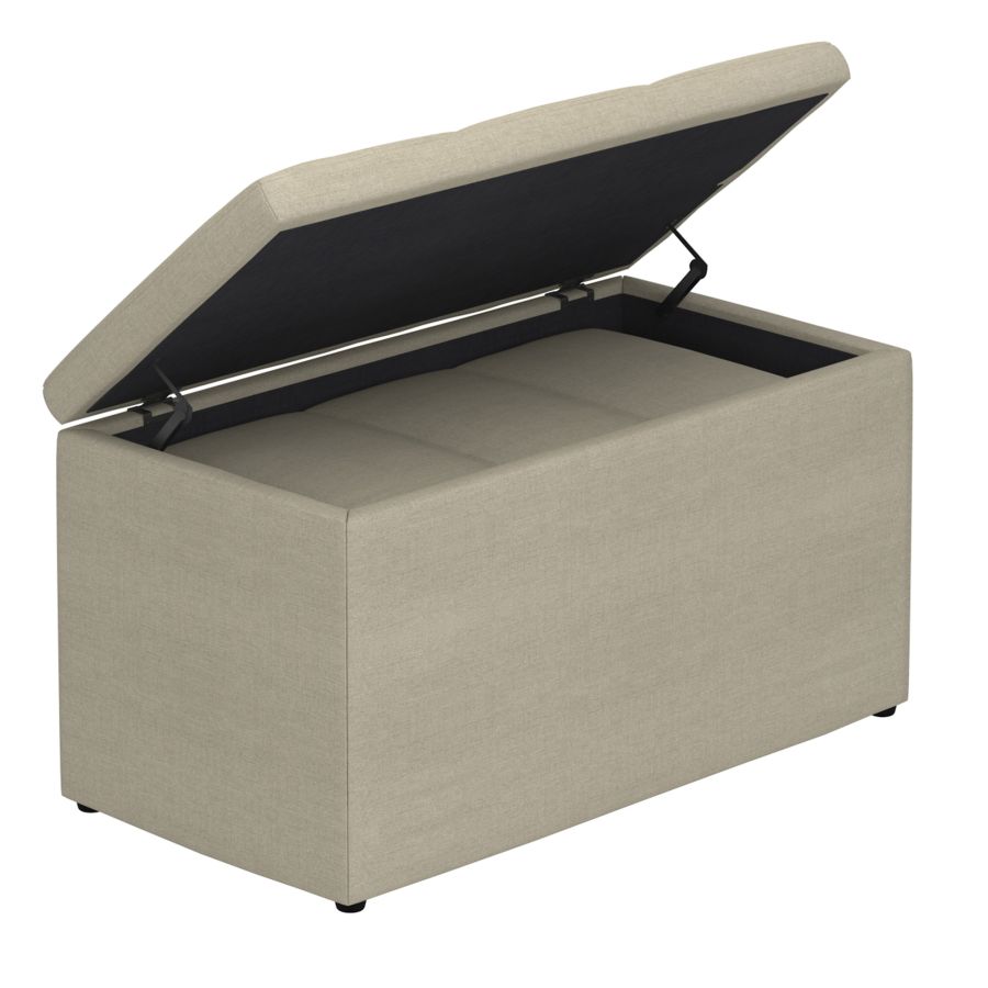 Levi Ensemble de 2 bancs poufs de rangement rectangulaires en tissu beige ( Meuble Mtl ) 