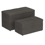 Levi - Ensemble de 2 bancs poufs de rangement rectangulaires en tissu anthracite ( Meuble Mtl ) 