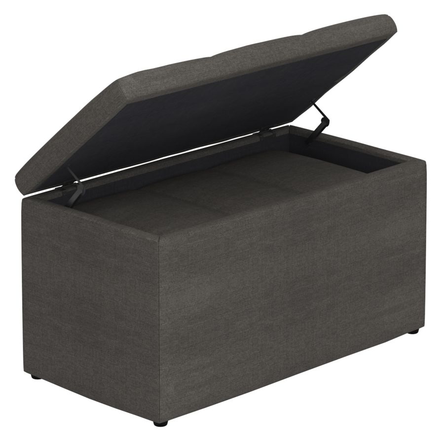 Levi - Ensemble de 2 bancs poufs de rangement rectangulaires en tissu anthracite ( Meuble Mtl ) 