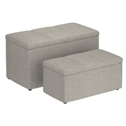 Levi Ensemble de 2 bancs ottomans de rangement rectangulaires en tissu gris clair ( Meuble Mtl ) 