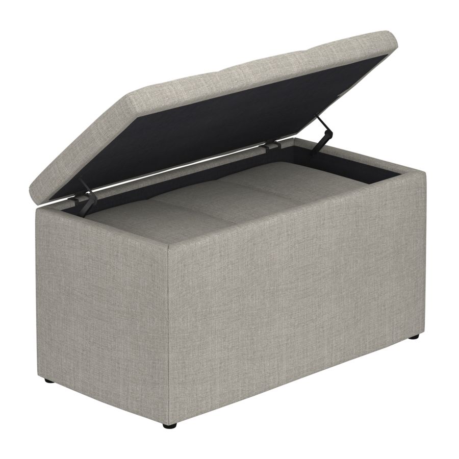 Levi Ensemble de 2 bancs ottomans de rangement rectangulaires en tissu gris clair ( Meuble Mtl ) 