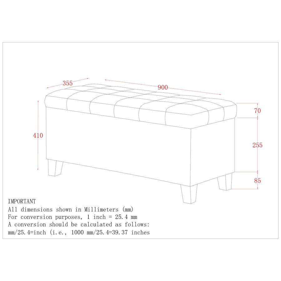 Banc ottoman de rangement rectangulaire Lila en beige ( Meuble Mtl ) 