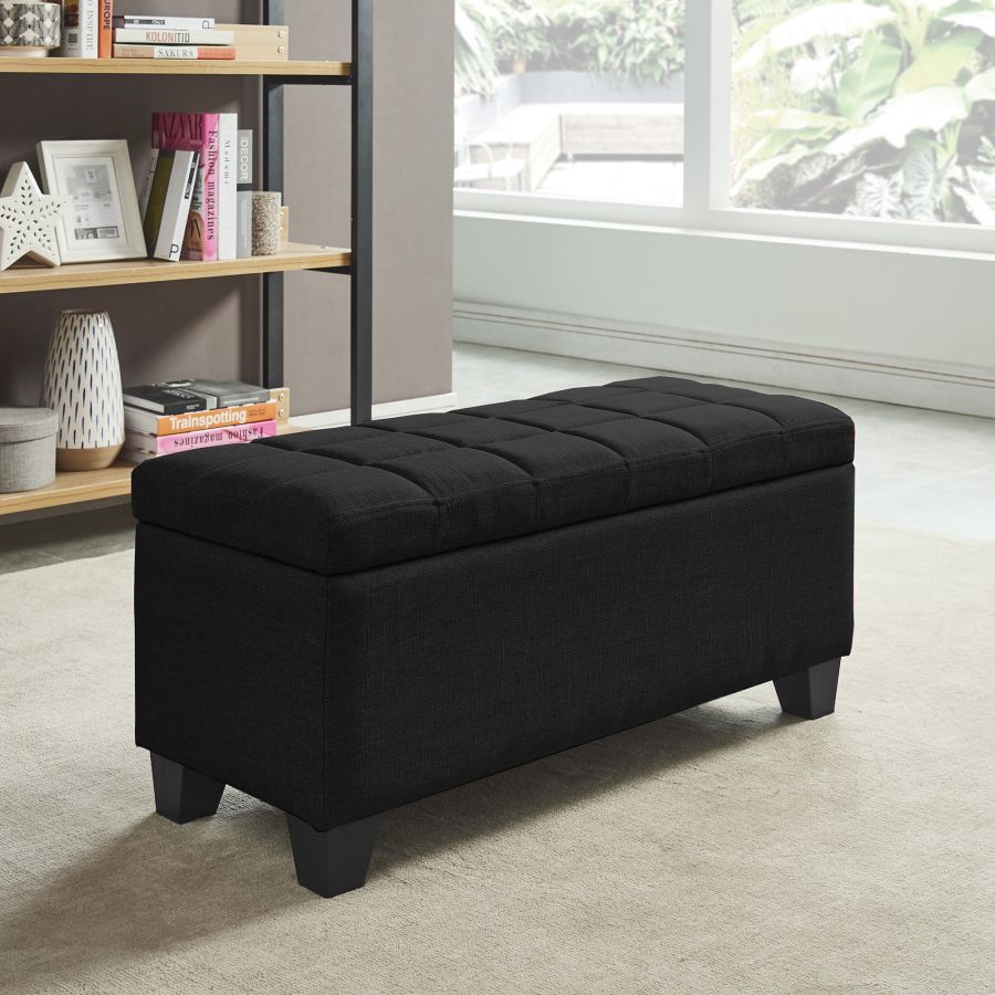 Banc ottoman de rangement rectangulaire Lila en noir ( Meuble Mtl ) 