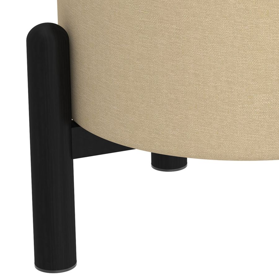 Pouf de rangement rond Heidi en beige et noir 