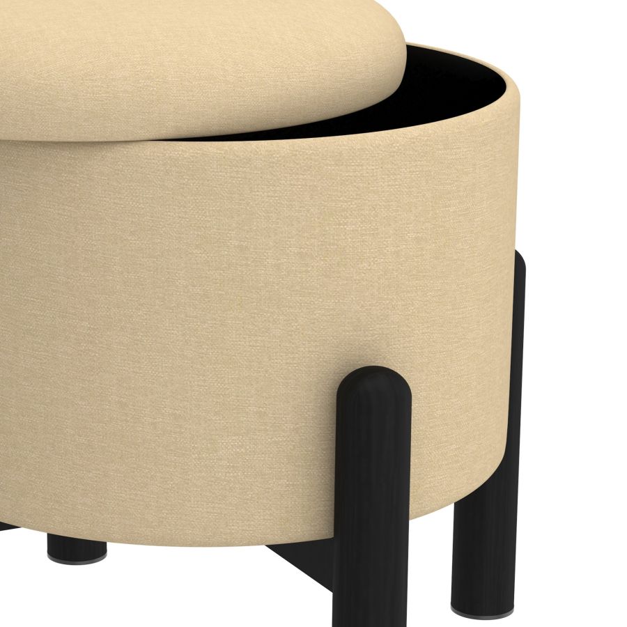 Pouf de rangement rond Heidi en beige et noir 