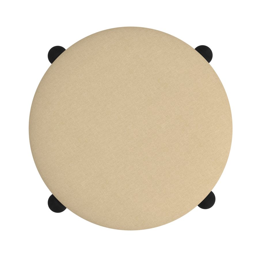 Pouf de rangement rond Heidi en beige et noir 