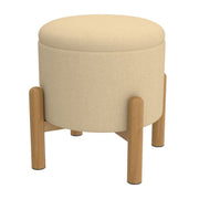 Pouf de rangement rond Heidi en beige et naturel ( Meuble Mtl )
