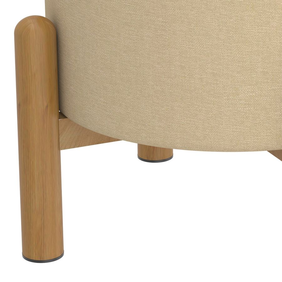 Pouf de rangement rond Heidi en beige et naturel ( Meuble Mtl )