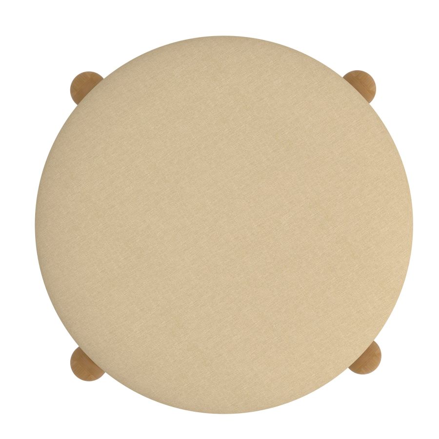 Pouf de rangement rond Heidi en beige et naturel ( Meuble Mtl )