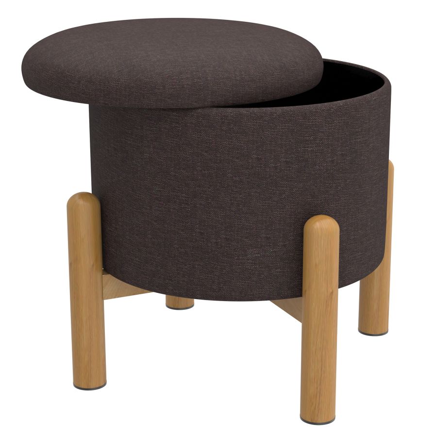 Pouf de rangement rond Heidi en charbon de bois et naturel ( Meuble Mtl ) 