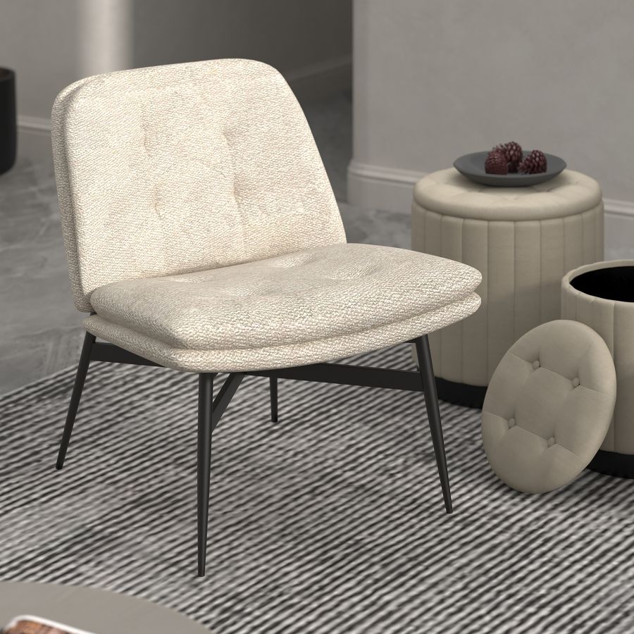 Chaise d'appoint Caleb en tissu beige et noir ( Meuble Mtl ) 