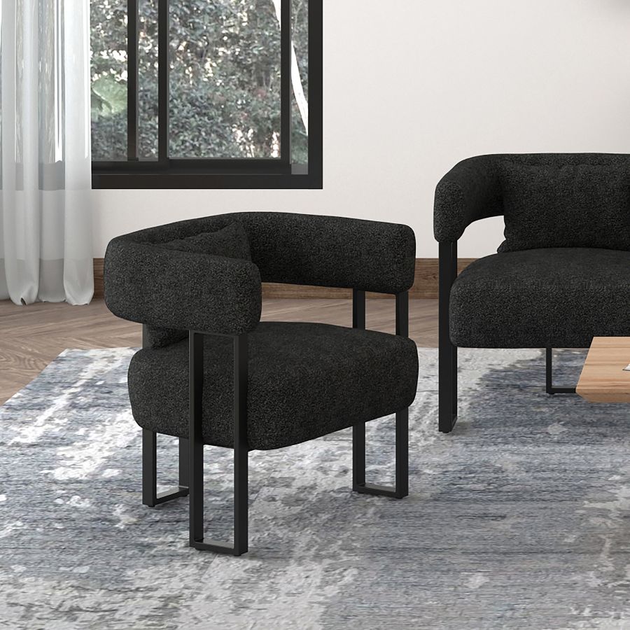 Chaise d'appoint Scarlet en boucle charbon et noir