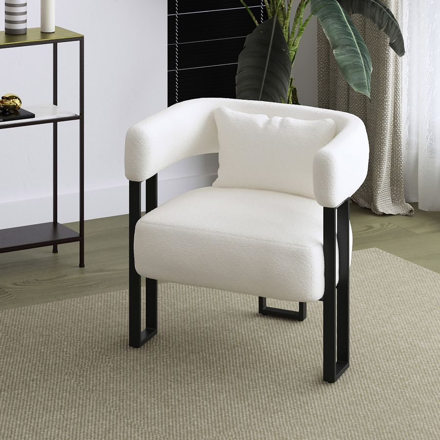 Chaise d'appoint Scarlet en boucle ivoire et noir