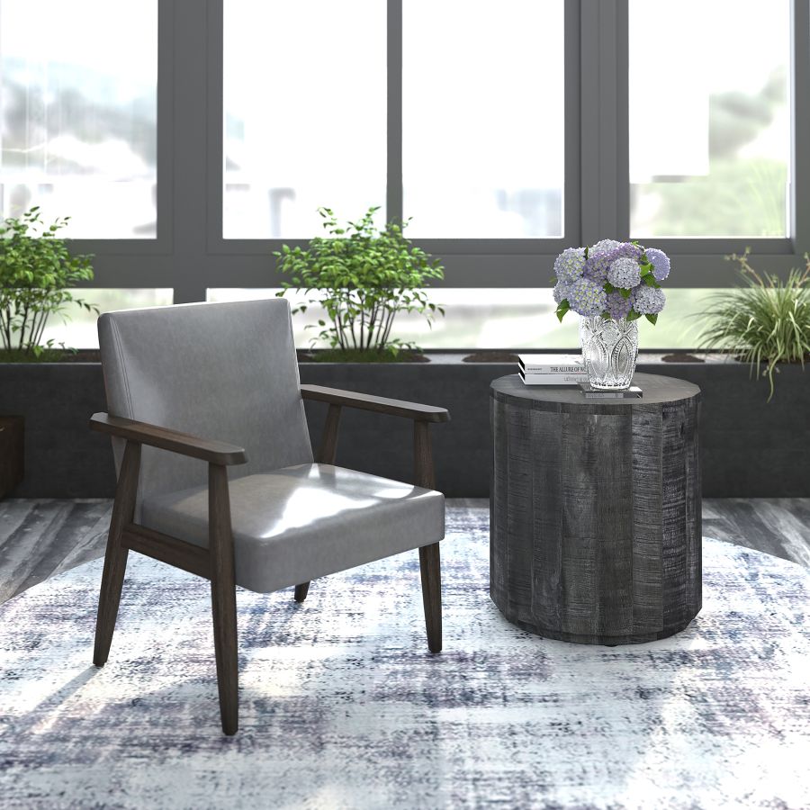 Chaise d'appoint Wilder en gris et brun patiné ( Meuble Mtl )