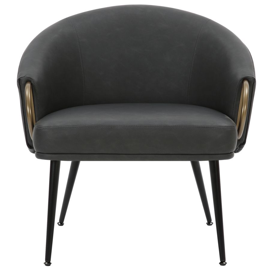 Chaise d'appoint Zita en similicuir anthracite vintage et noir et ou vieilli ( Meuble Mtl )