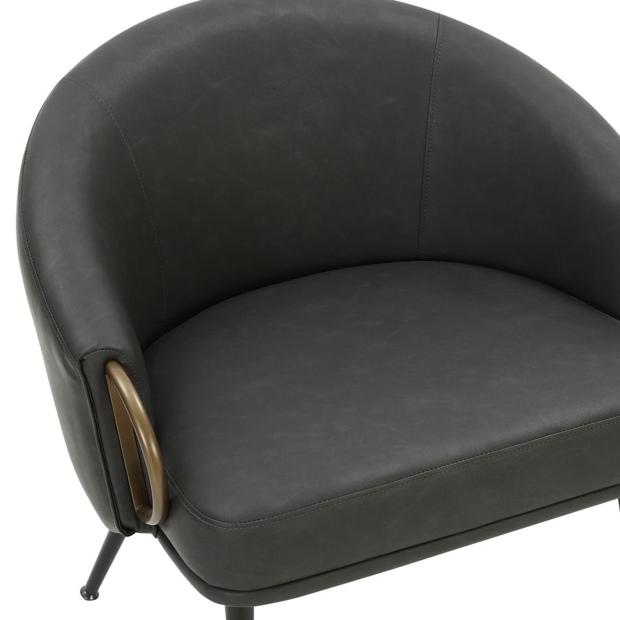 Chaise d'appoint Zita en similicuir anthracite vintage et noir et ou vieilli ( Meuble Mtl )