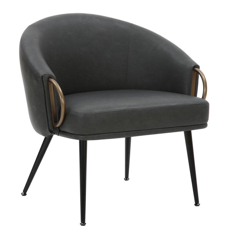 Chaise d'appoint Zita en similicuir anthracite vintage et noir et ou vieilli ( Meuble Mtl )