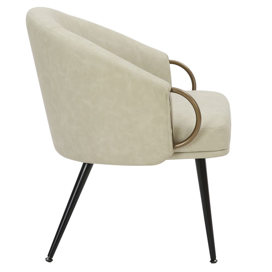Chaise d'appoint Zita en similicuir ivoire vintage et noir et ou vieilli ( Meuble Mtl )