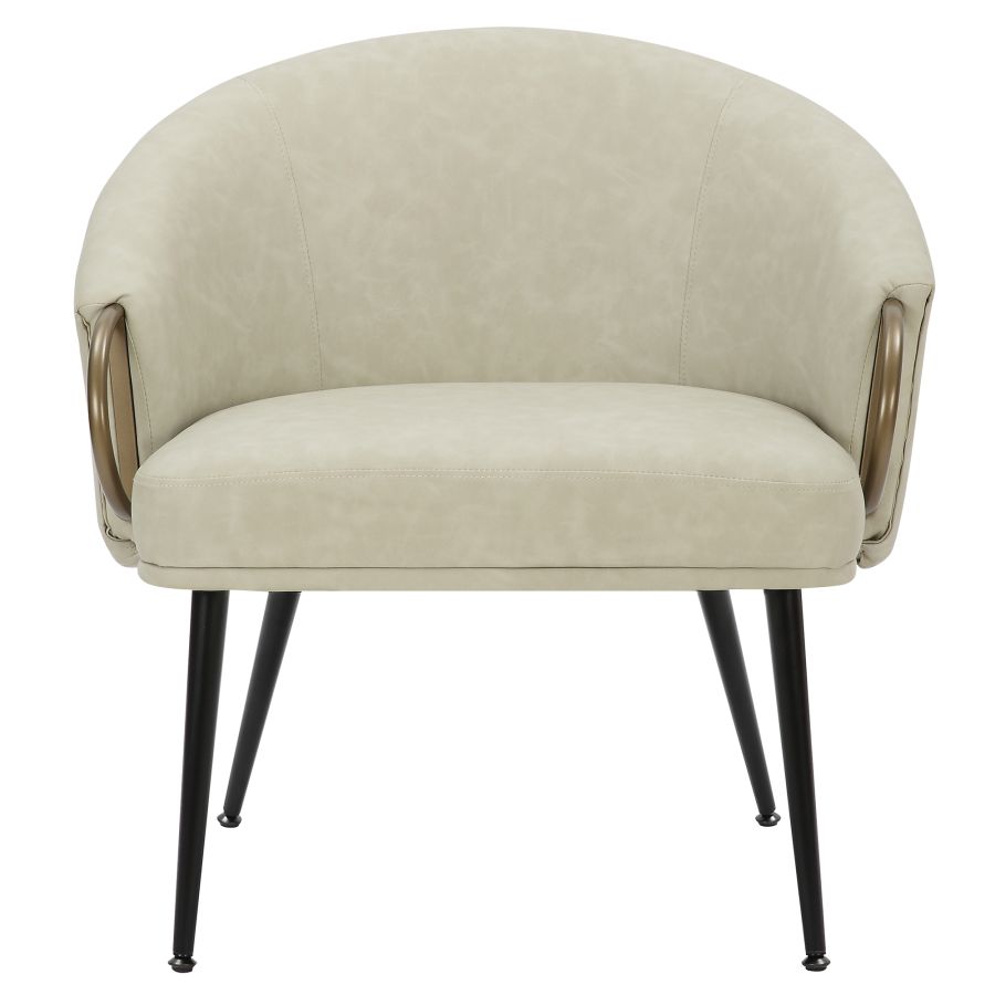 Chaise d'appoint Zita en similicuir ivoire vintage et noir et ou vieilli ( Meuble Mtl )