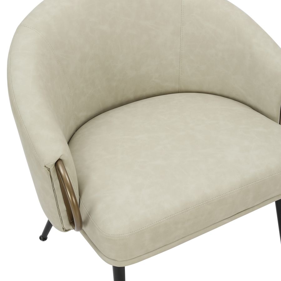 Chaise d'appoint Zita en similicuir ivoire vintage et noir et ou vieilli ( Meuble Mtl )