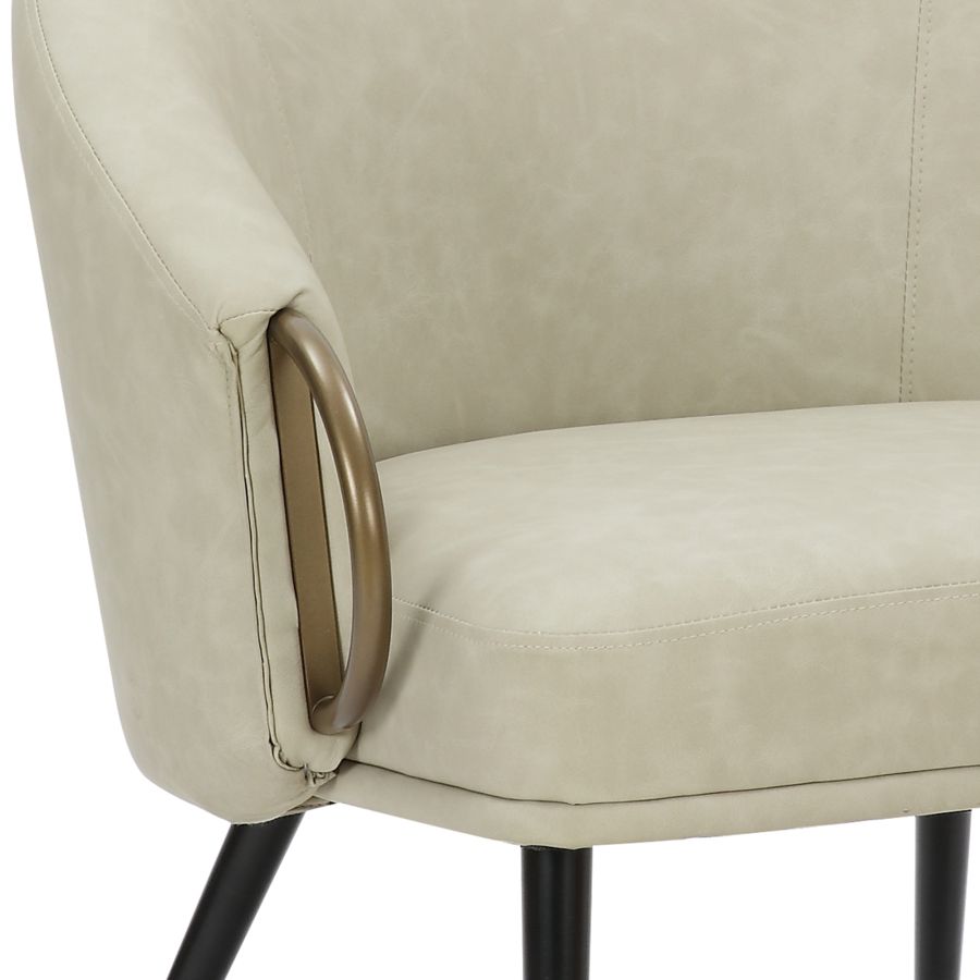 Chaise d'appoint Zita en similicuir ivoire vintage et noir et ou vieilli ( Meuble Mtl )