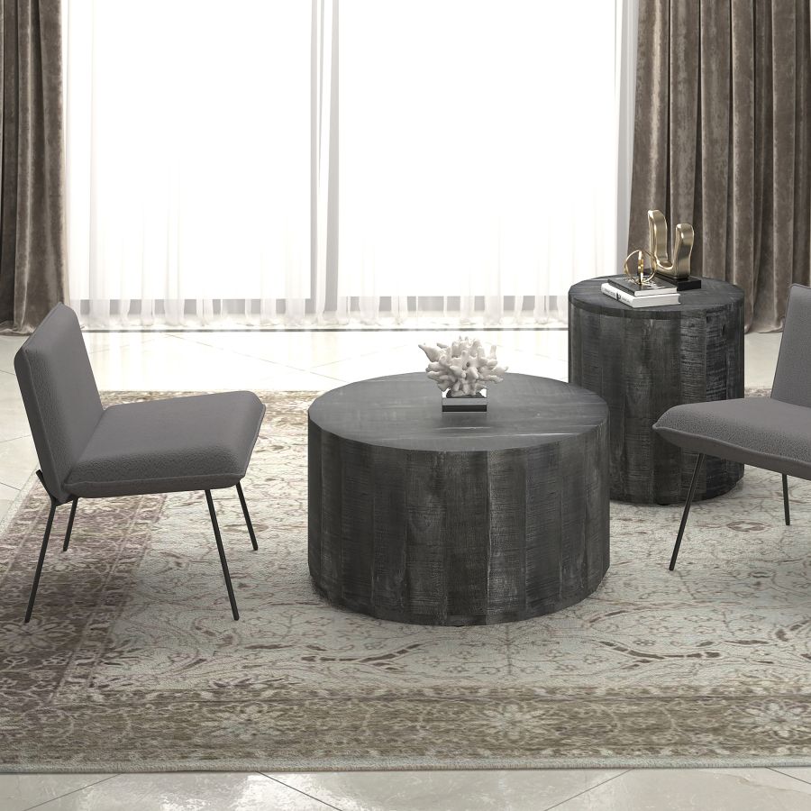 Chaise d'appoint Gigi en tissu bouclé gris ( Meuble Mtl )