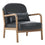 Chaise d'appoint Fani, simili cuir noir et noyer