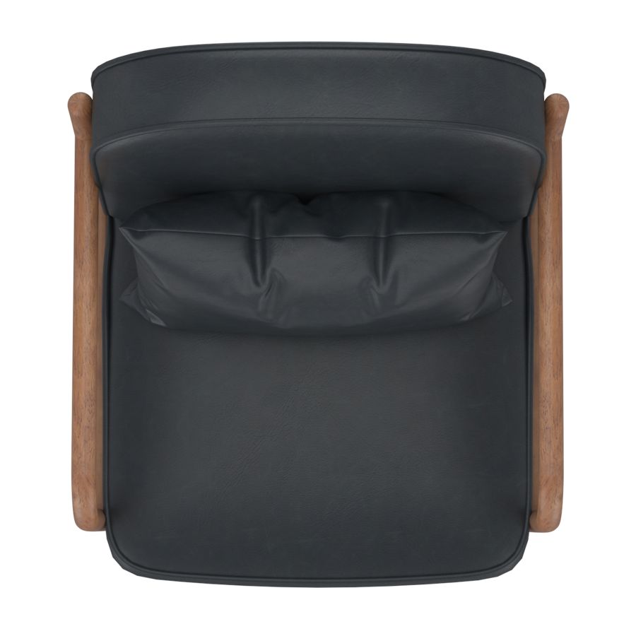 Chaise d'appoint Fani, simili cuir noir et noyer