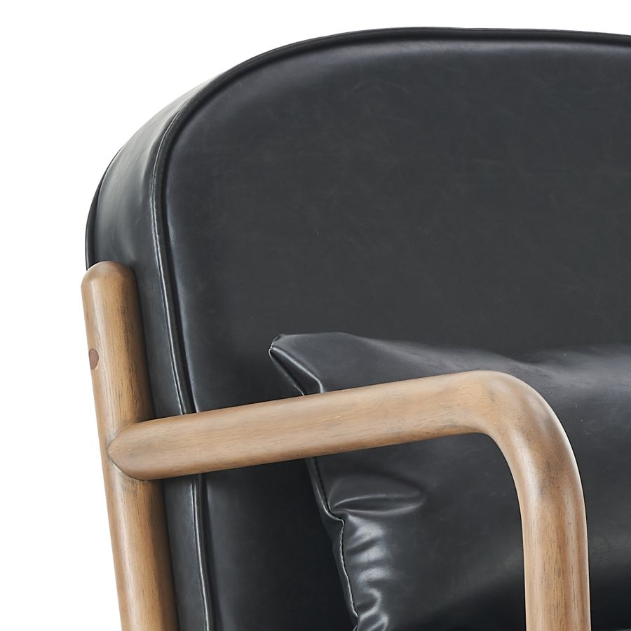 Chaise d'appoint Fani, simili cuir noir et noyer