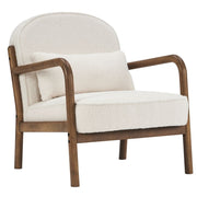 Chaise d'appoint Fani, tissu boucle blanc et noyer