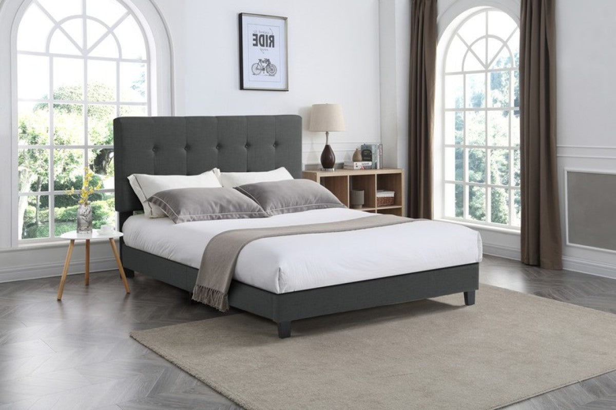 LIT PLATEFORME QUEEN, GRIS FONCÉ ( Meuble Mtl )