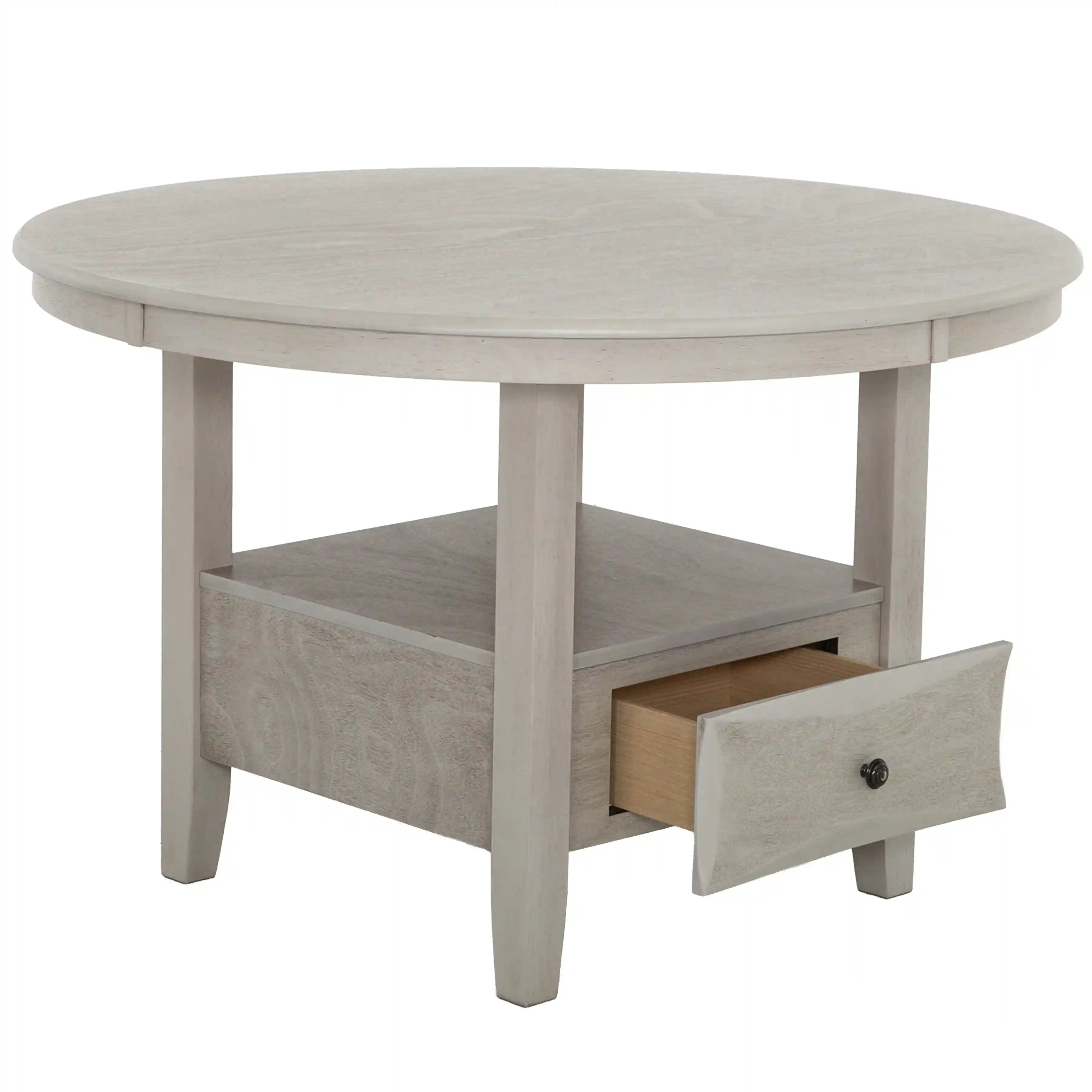Set de Cuisine Table Ronde 47" avec Tiroir et 4 Chaises - Primo