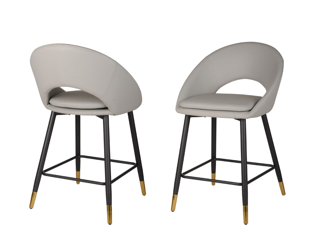Tabourets Mila (Ensemble de 2) | Gris &amp; Or | Confort Moderne