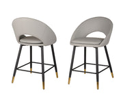 Tabourets Mila (Ensemble de 2) | Gris &amp; Or | Confort Moderne