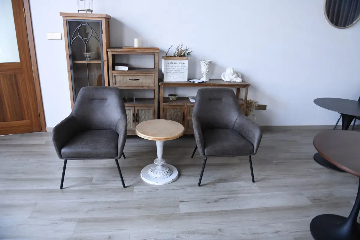 Chaise d'appoint Arlo | Tissu brun vintage et cadre en acier noir
