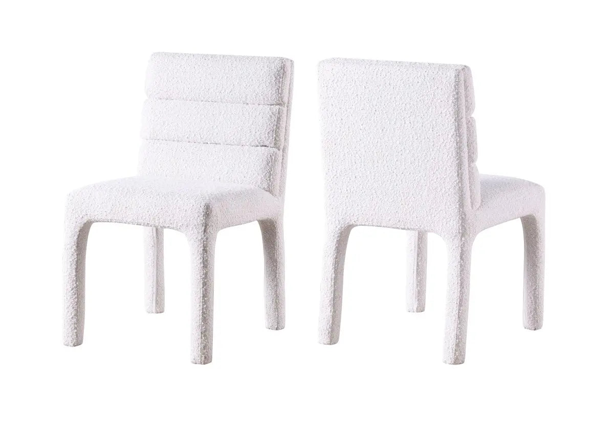 Chaises Salomi en tissu bouclé crème | Duo moderne et minimaliste