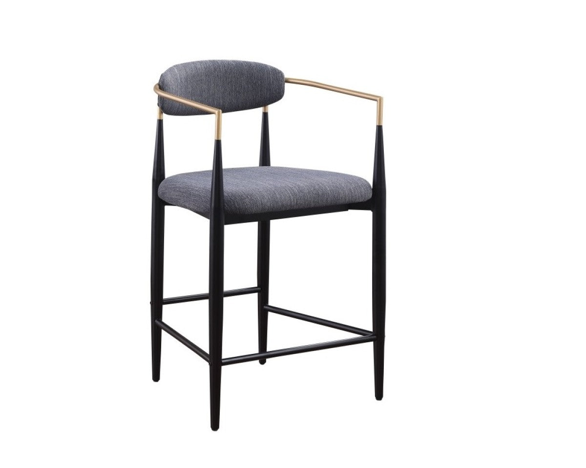 Mykos : Duo de Tabourets Gris avec Structure Noir et Or